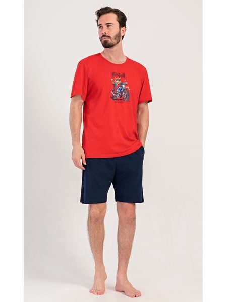 Pánské pyžamo šortky Motorkář - modrá