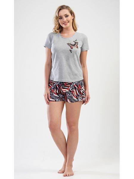 Dámské pyžamo šortky Motýli - červená