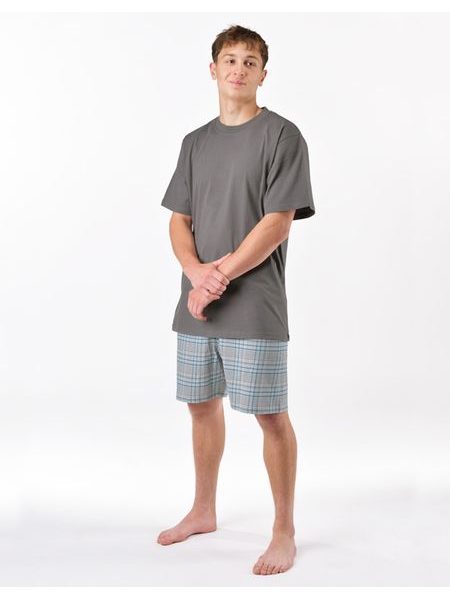 Pánské pyžamo krátké, šité, s potiskem 79192 - šedá sv. šedá