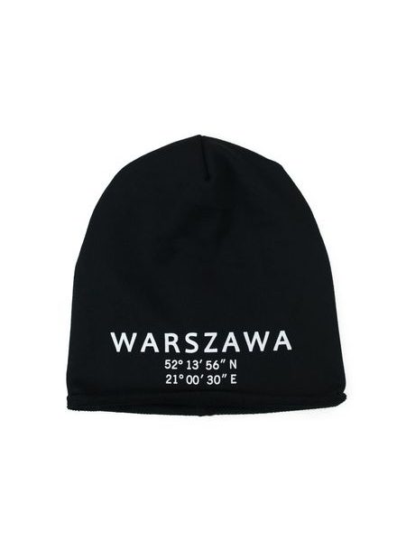 Přechodná tenká čepice s nápisem - černá
