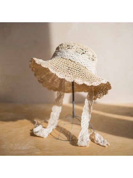 Ažurový klobouk na léto - světle béžový