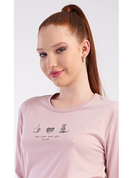 Dámské pyžamo dlouhé Morning - pudrová