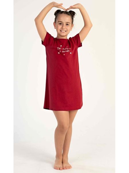 Dětská noční košile s krátkým rukávem Hvězdičky - vínová