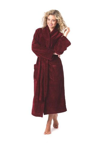 Dámský dlouhý savý župan se šálovým límcem TAMPA vínová