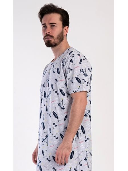 Pánská noční košile s krátkým rukávem Surfing - šedá