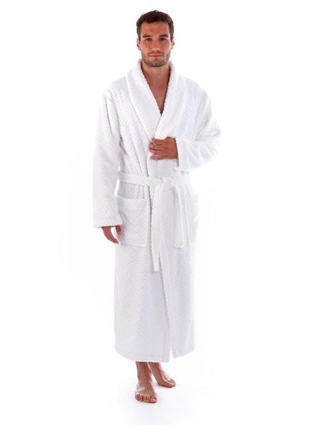 Unisex dlouhý župan se šálovým límcem ATHENA bílá