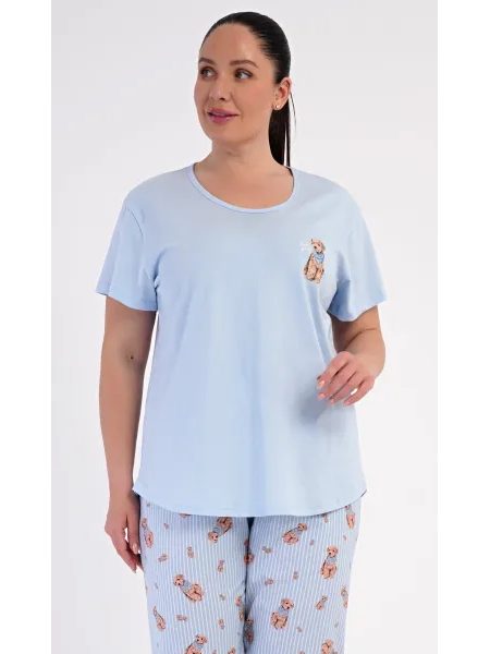 Dámské pyžamo kapri Toy pudl - světle modrá