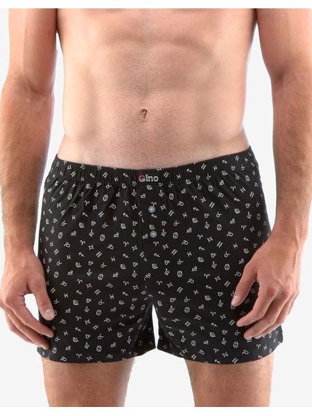 Pánské trenky volné, šité, s potiskem 75187P - černá bílá