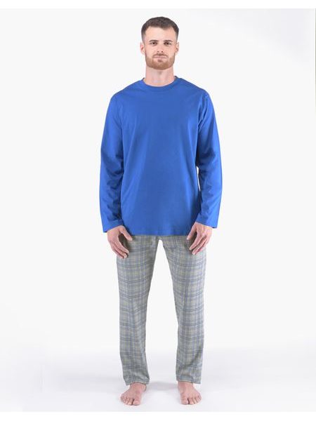 Pánské pyžamo dlouhé pánské, šité, s potiskem Pyžama 2024 79173P - atlantic šedá