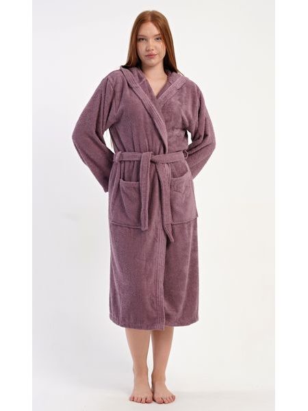 Dámský župan dlouhý s kapucí Vřes - nachová