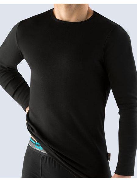 Pánské tričko s dlouhým rukávem, dlouhý rukáv, šité, jednobarevné 78003P - černá