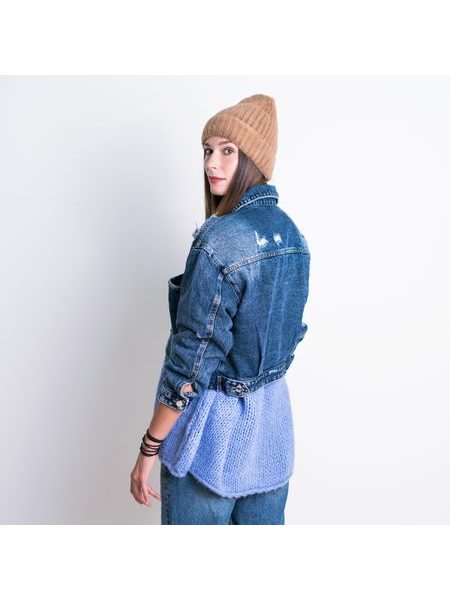 Teplá čepice na zimu levandulová