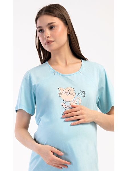 Dámská noční košile mateřská Miláček - světle modrá