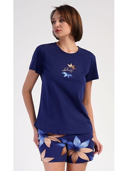 Dámské pyžamo šortky Sára - tmavě modrá