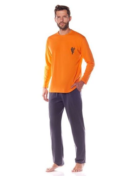 Pánské pyžamo Kamil oranžové s kaktusem