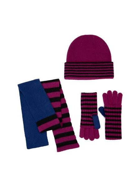 Čepice, úzká šála a rukavice - vícebarevná