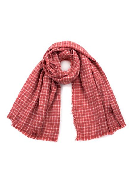 Kostkovaná šála korálová