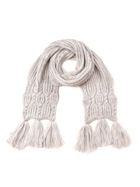 Pletená zimní šála s třásněmi - pudrově růžová