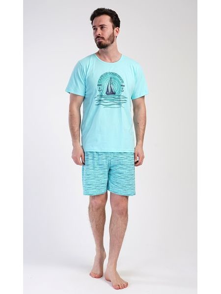 Pánské pyžamo šortky Jachting - mentolová