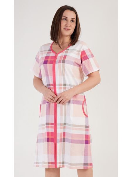 Dámské domácí šaty s tříčtvrtečním rukávem Catherine - lososová