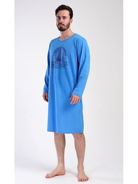 Pánská noční košile s dlouhým rukávem Jachting - mentolová