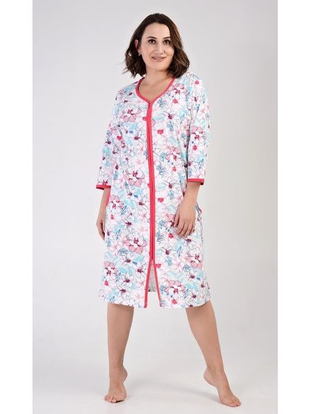 Dámské domácí šaty s tříčtvrtečním rukávem Elen - lososová