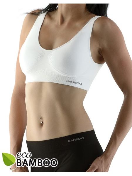 Dámská podprsenka s vycpávkami, bez kostice, bezešvé, jednobarevné Eco Bamboo 07014P - bílá