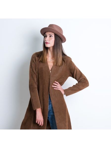 Dámský vlněný klobouk s úzkou krempou béžový