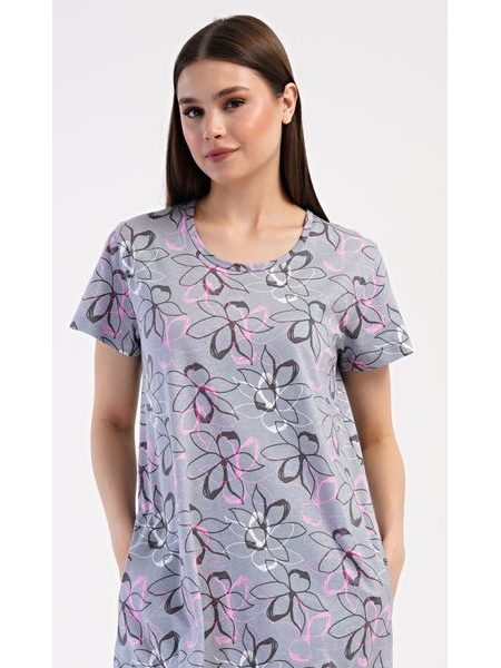 Dámske domáce šaty s krátkym rukávom Mia - šedá