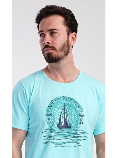 Pánské pyžamo šortky Jachting - mentolová