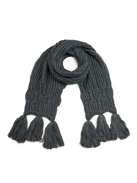 Pletená zimní šála s třásněmi - krémová