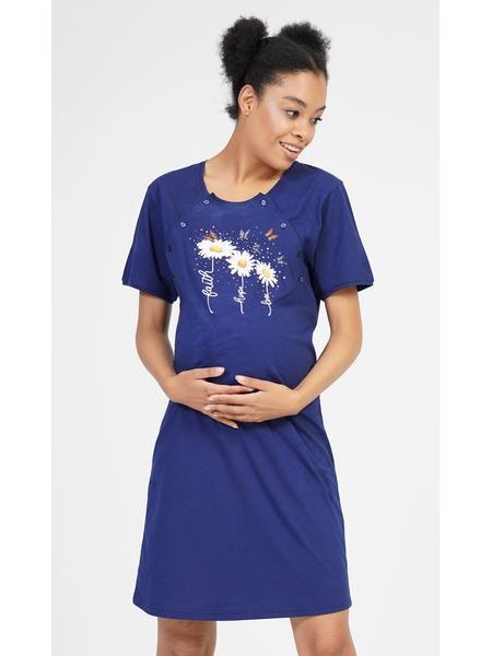 Dámská noční košile mateřská Kopretiny - korálová