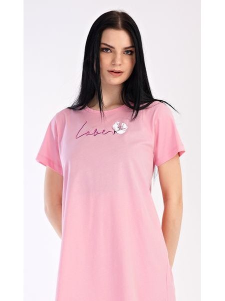 Dámská noční košile s krátkým rukávem I love you - světle lososová