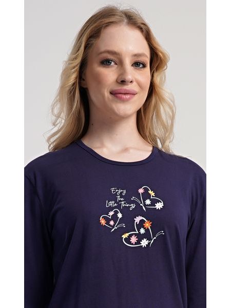 Dámské pyžamo dlouhé Sarah - tmavě modrá