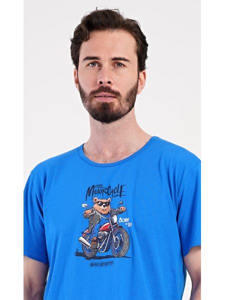 Pánské pyžamo šortky Motorkář - modrá