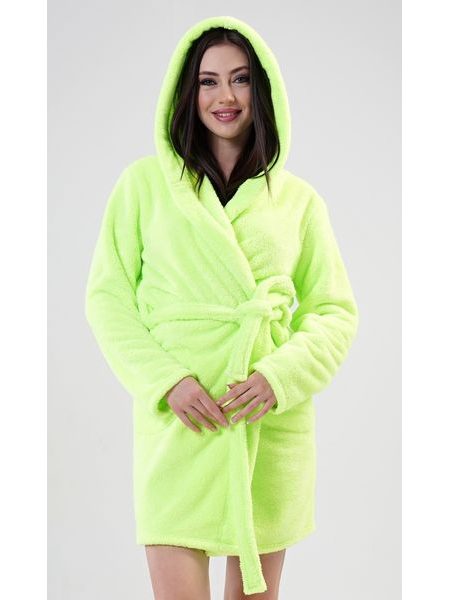 Dámský župan krátký s kapucí Limetka - světle zelená