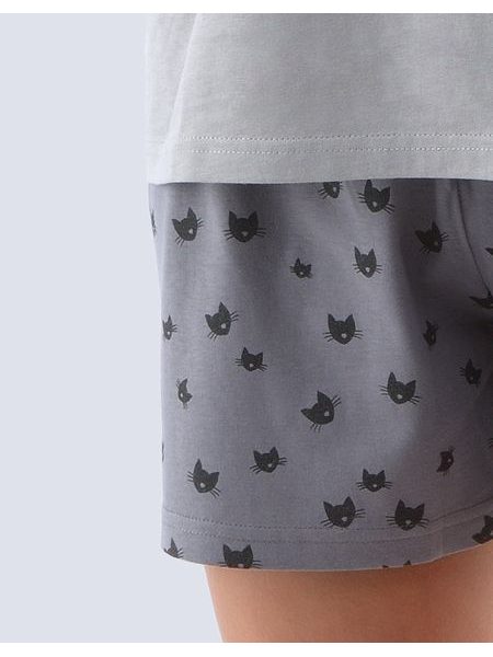 GINA dětské pyžamo krátké dívčí, šité, s potiskem 29006P - šedá černá