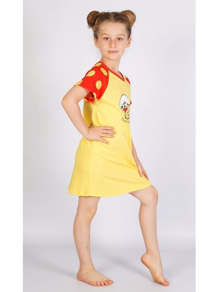 Dětská noční košile s krátkým rukávem Malé kuře - žlutá
