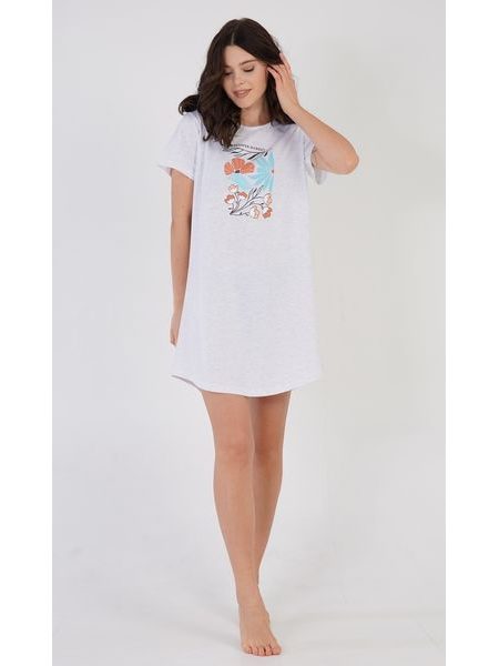 Dámská noční košile s krátkým rukávem Botanical - mentolová