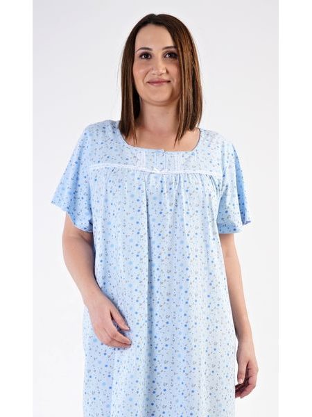 Dámská noční košile s krátkým rukávem Daniela - světle modrá