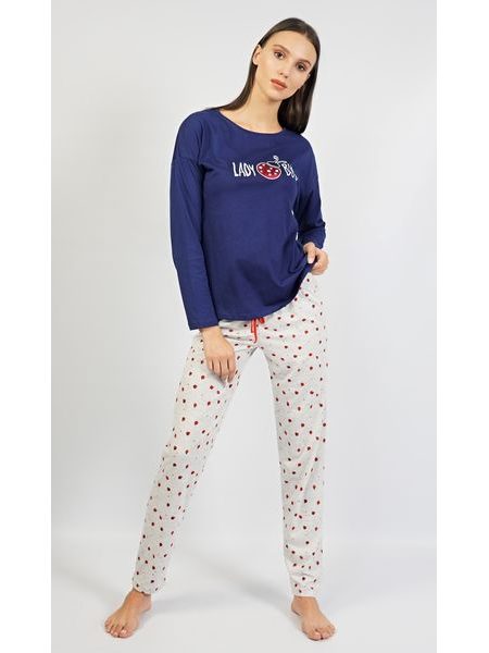 Dámské pyžamo dlouhé Beruška - tmavě modrá