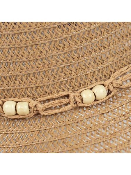 Dámský letní klobouk s hnědým lemem - světle béžový