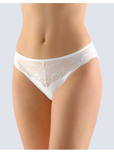 Dámské kalhotky klasické s úzkým bokem, úzký bok, šité, s krajkou, jednobarevné Sensuality 10220P - bílá