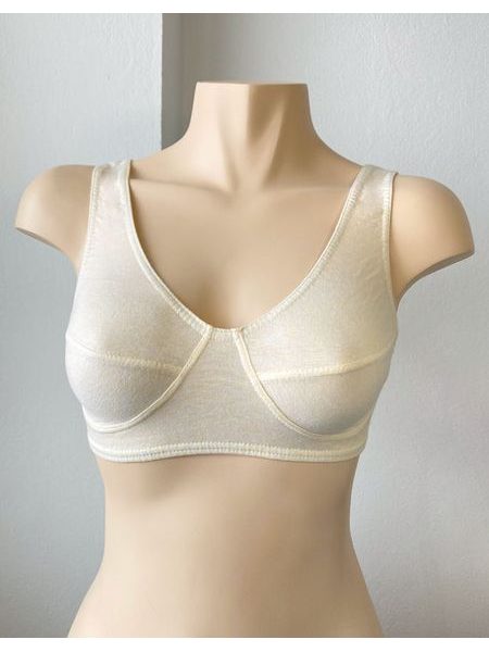 Dámská podprsenka sportovní, bez kostice, šité, jednobarevné 97025P - písková