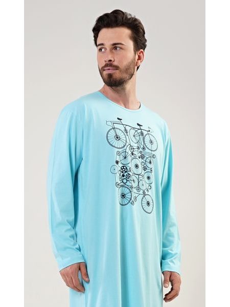 Pánská noční košile s dlouhým rukávem Kolo - mentolová