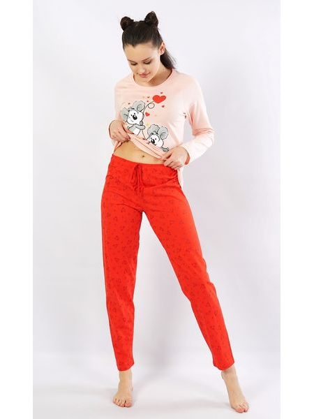 Dámská pyžamo dlouhé Koaly - světle lososová