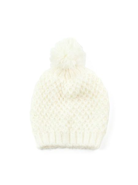 Zimní čepice s bambulí bílá