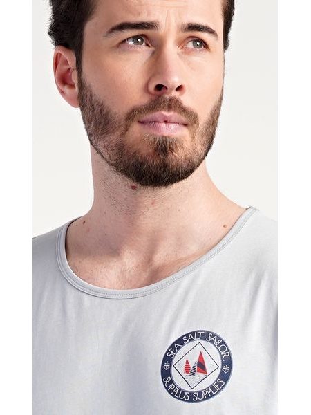 Pánská noční košile s krátkým rukávem Sea - šedá