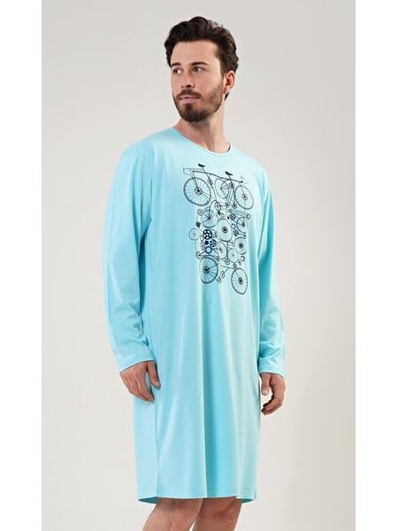 Pánská noční košile s dlouhým rukávem Kolo - mentolová