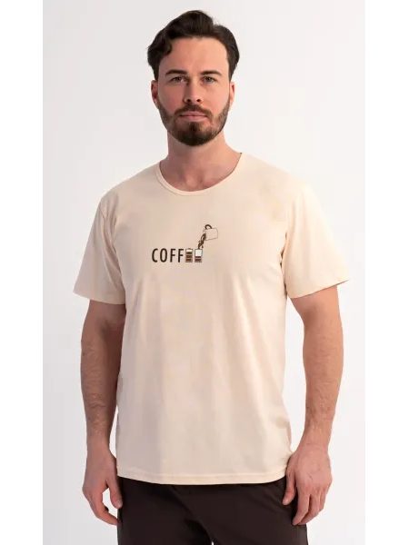Pánské pyžamo šortky Coffee - smetanová